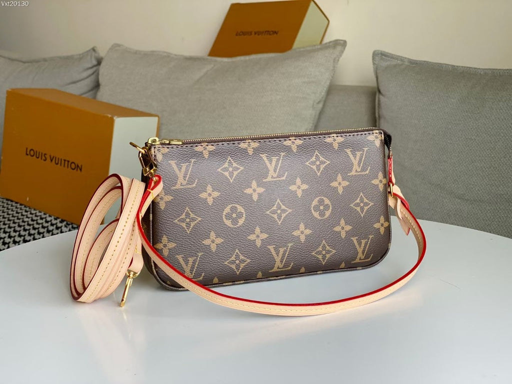 LOUIS VUITTON LV 25S POCHETTE ACCESSOIRES 21 IN BROWN MONOGRAM CANVAS GOLD HARDWARE