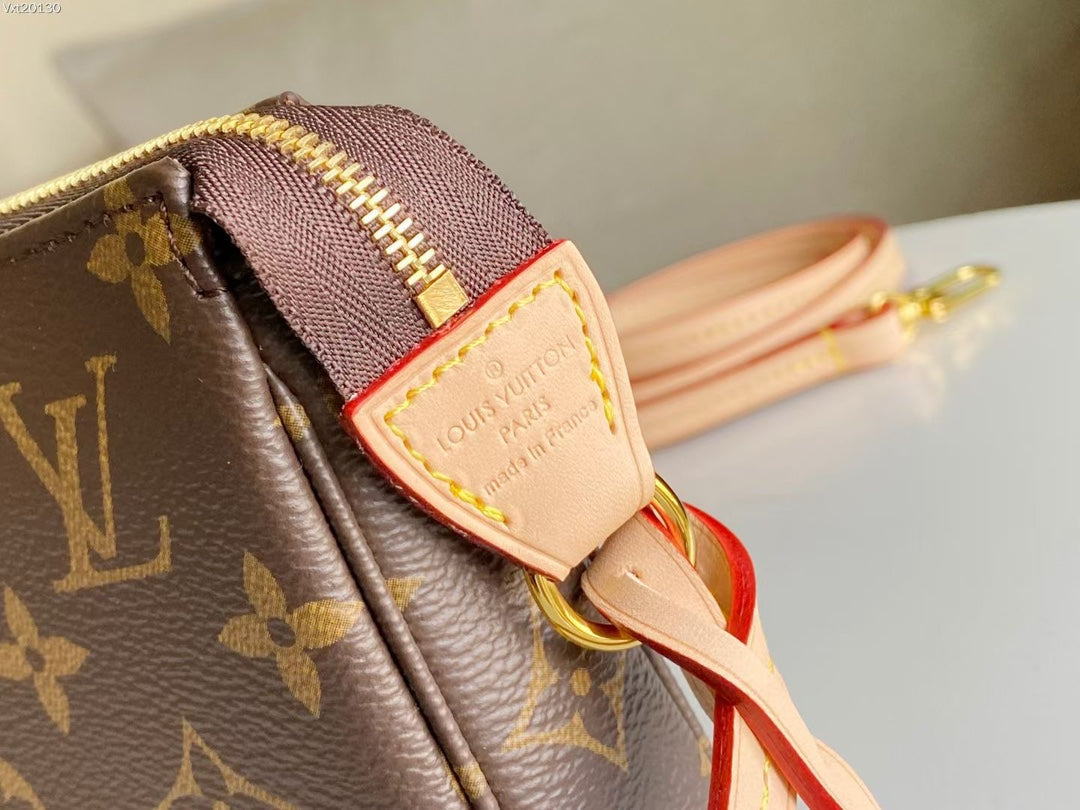LOUIS VUITTON LV 25S POCHETTE ACCESSOIRES 21 IN BROWN MONOGRAM CANVAS GOLD HARDWARE