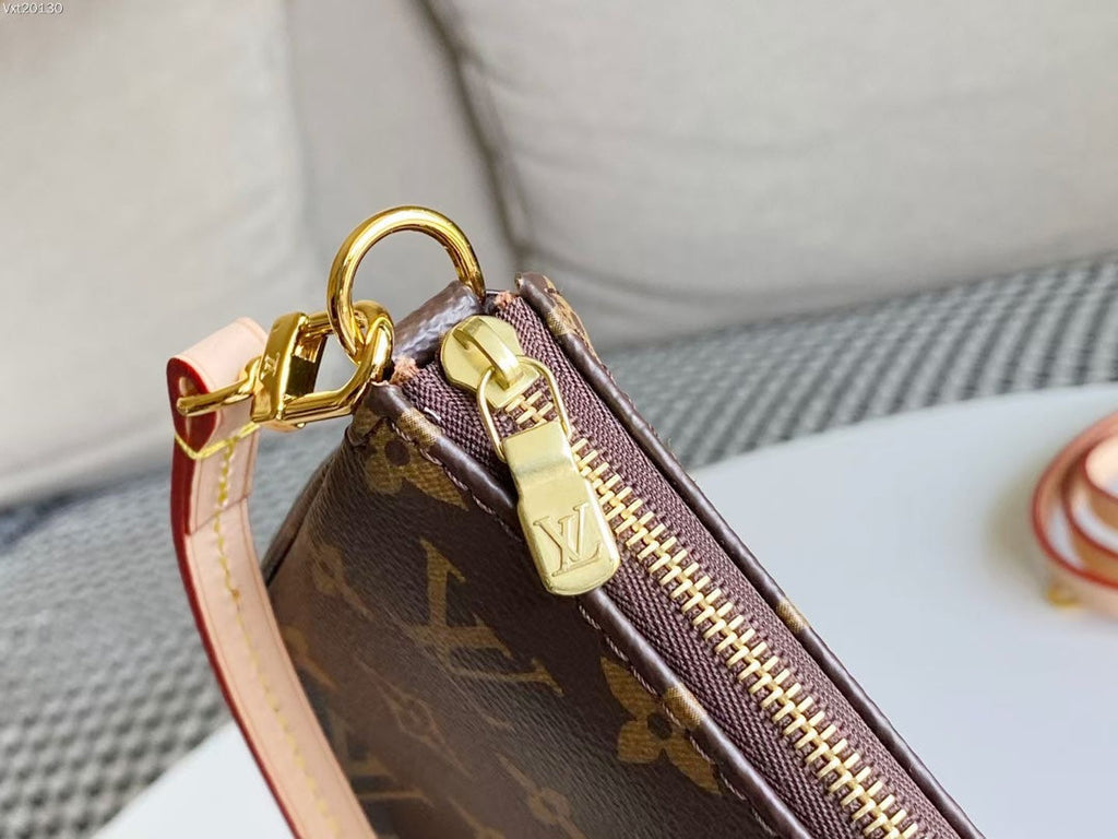 LOUIS VUITTON LV 25S POCHETTE ACCESSOIRES 21 IN BROWN MONOGRAM CANVAS GOLD HARDWARE
