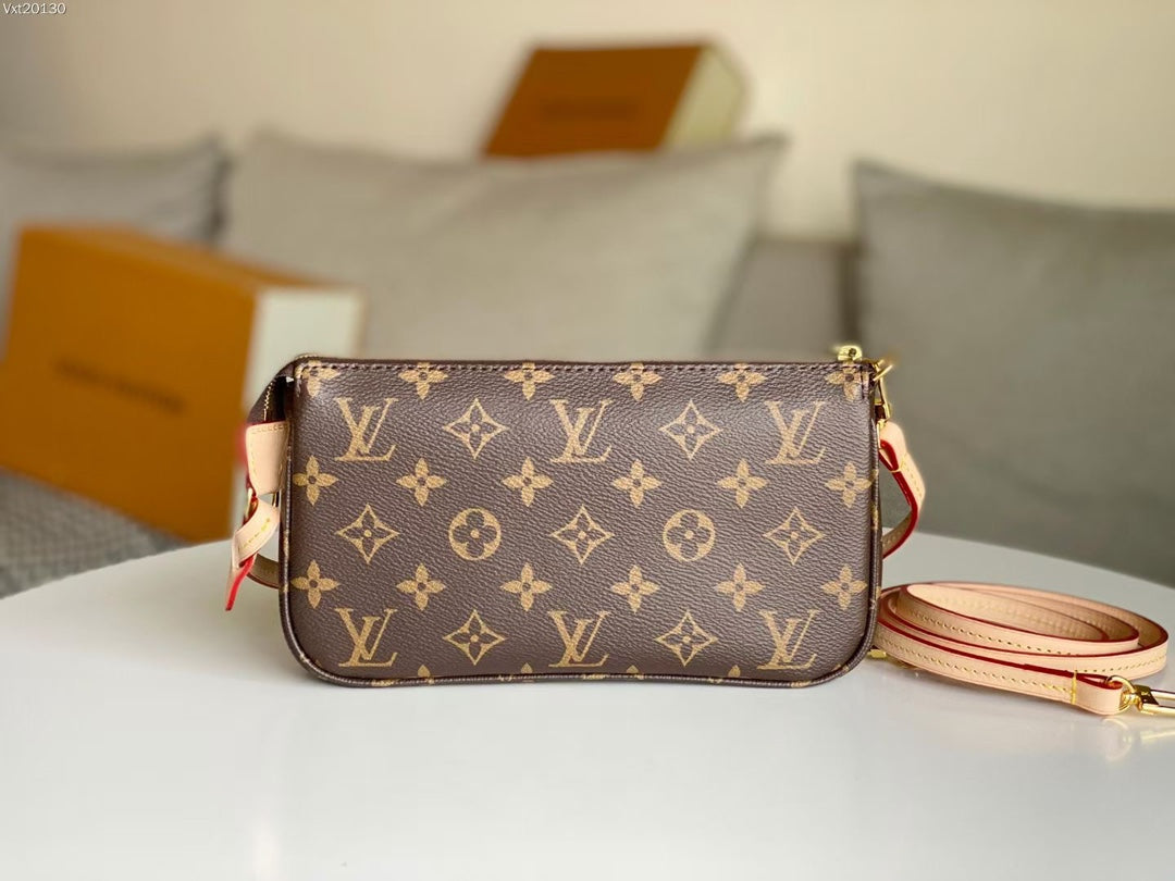 LOUIS VUITTON LV 25S POCHETTE ACCESSOIRES 21 IN BROWN MONOGRAM CANVAS GOLD HARDWARE