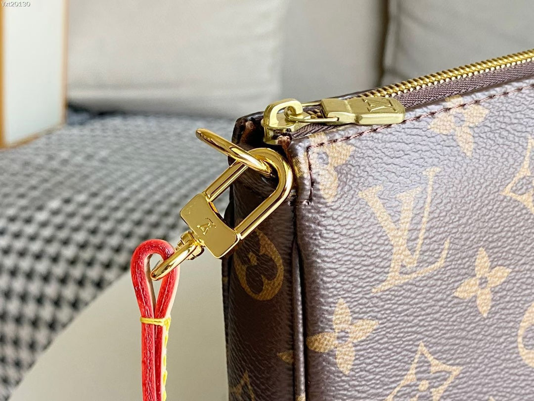 LOUIS VUITTON LV 25S POCHETTE ACCESSOIRES 21 IN BROWN MONOGRAM CANVAS GOLD HARDWARE
