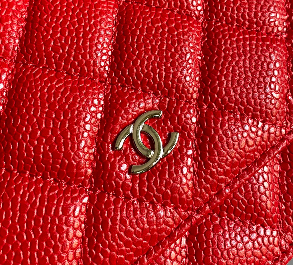 CHANEL WOC 19 RED CAVIAR SILVER HARDWARE