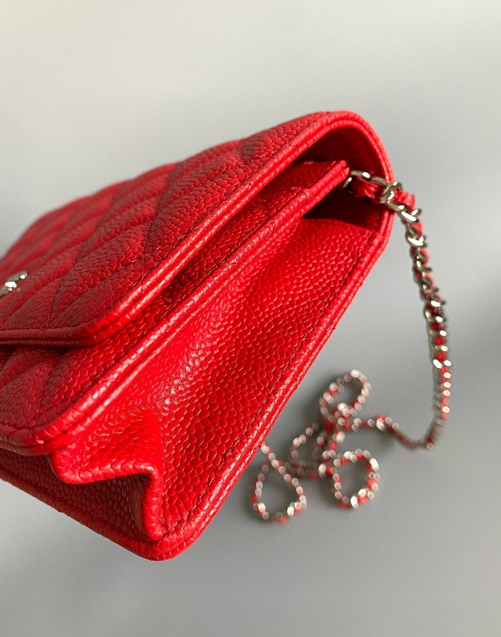 CHANEL WOC 19 RED CAVIAR SILVER HARDWARE