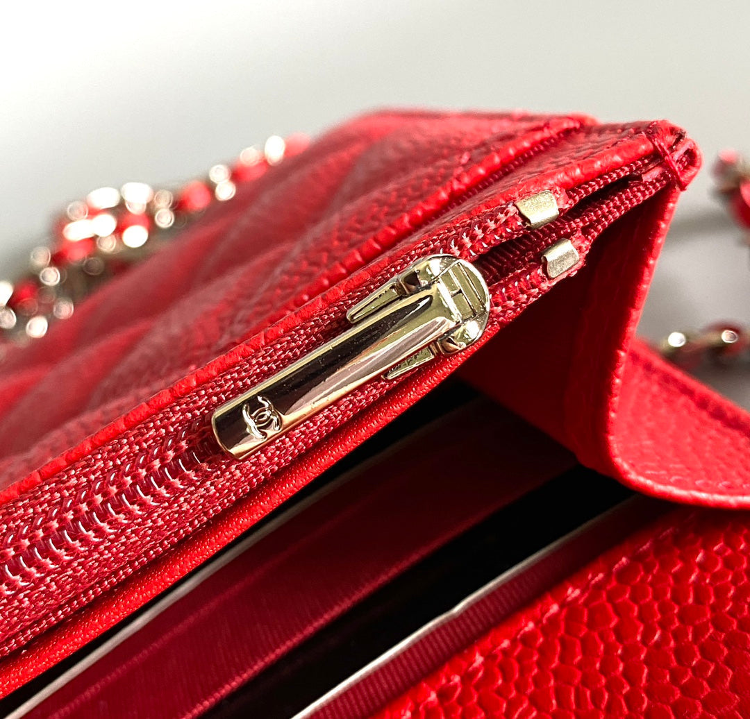 CHANEL WOC 19 RED CAVIAR SILVER HARDWARE