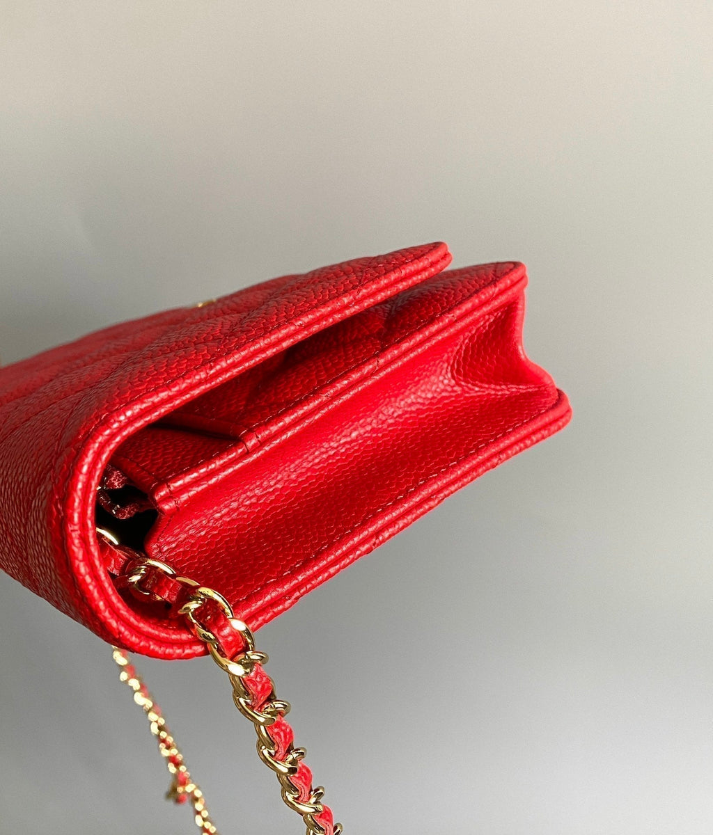 CHANEL WOC 19 RED CAVIAR GOLD HARDWARE