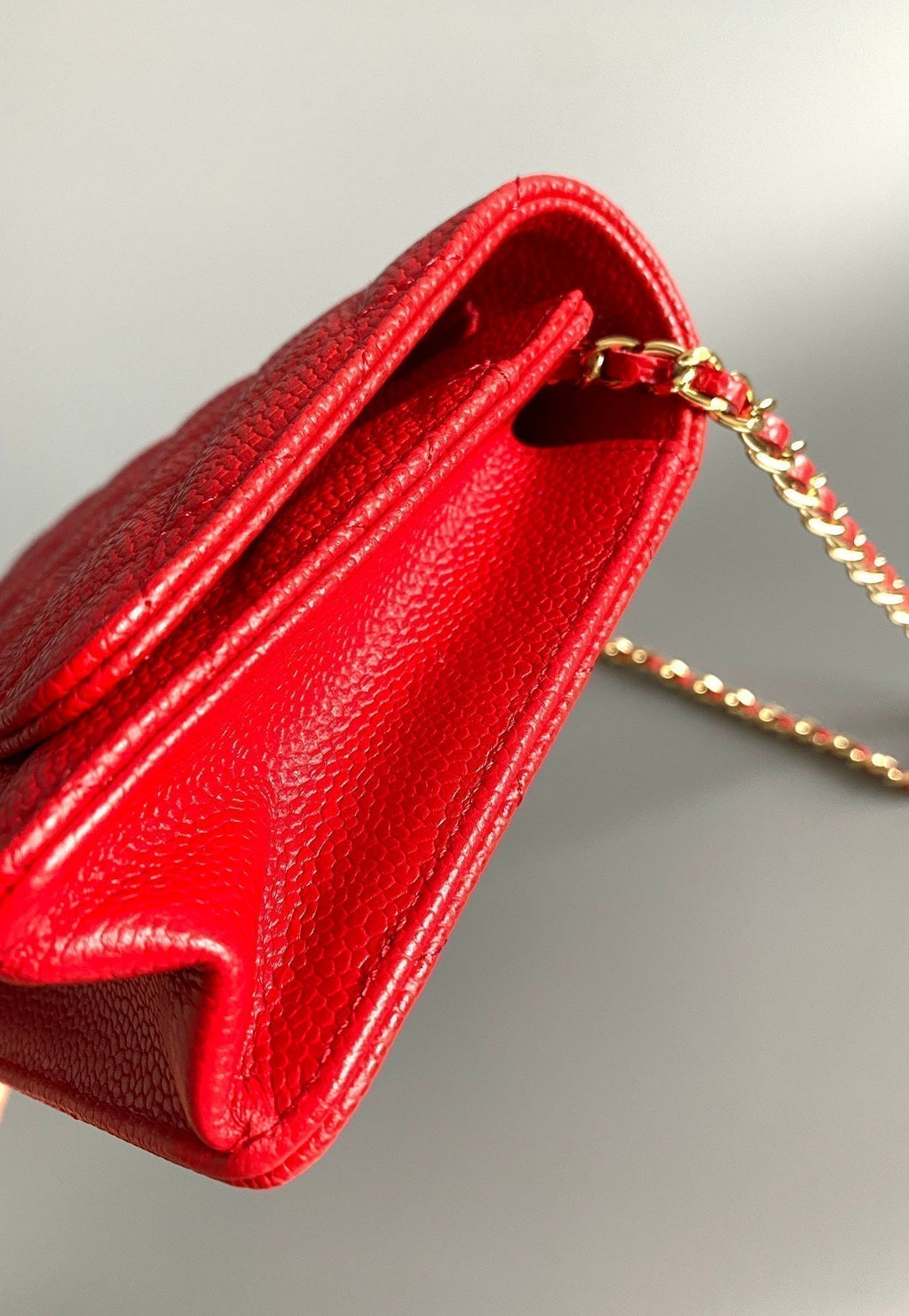 CHANEL WOC 19 RED CAVIAR GOLD HARDWARE