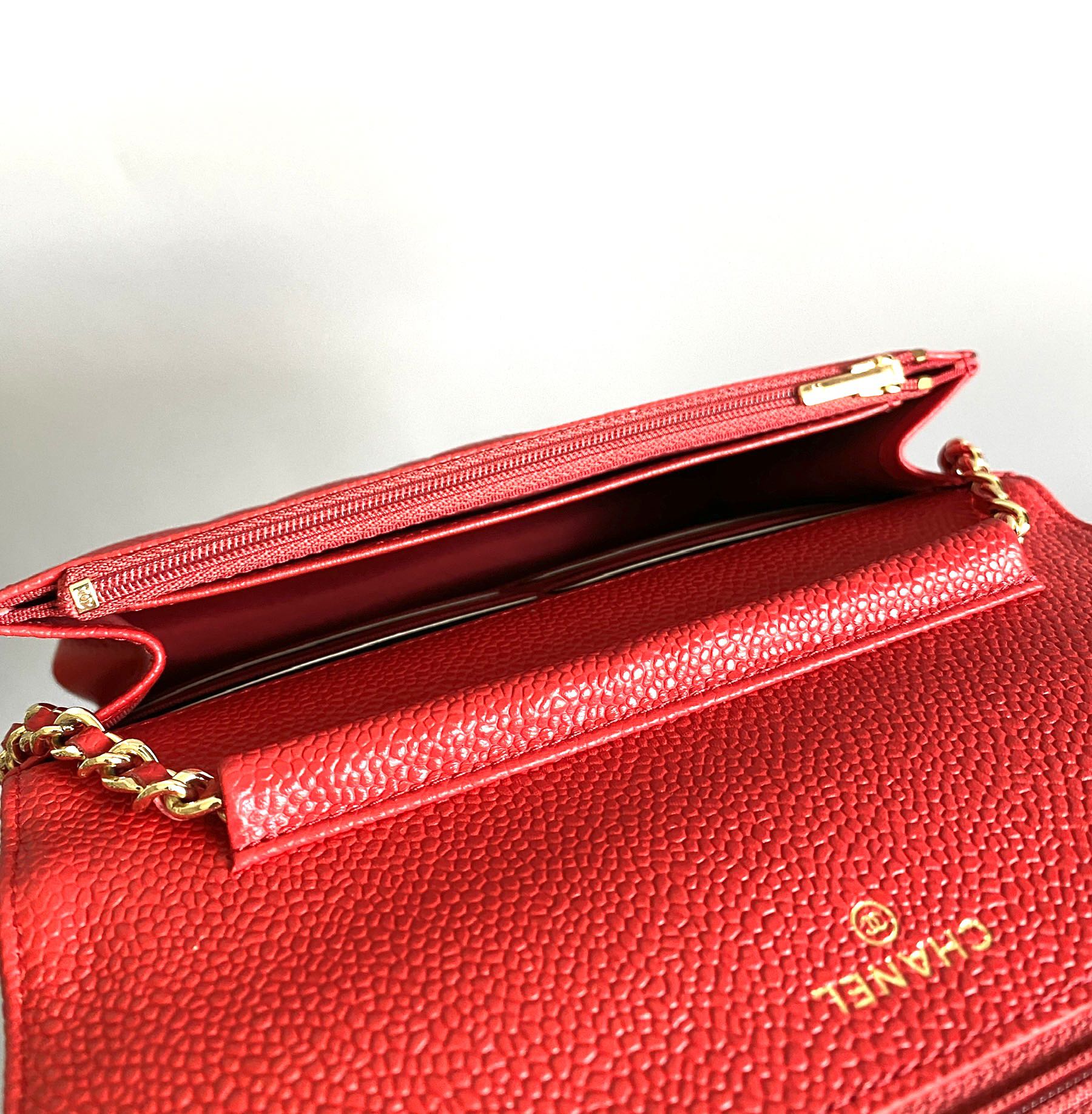 CHANEL WOC 19 RED CAVIAR GOLD HARDWARE
