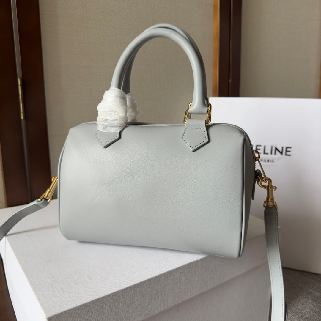 CELINE EMBOSSED  TOP HANDLE BAG 20 IN GREY CALFSKIN