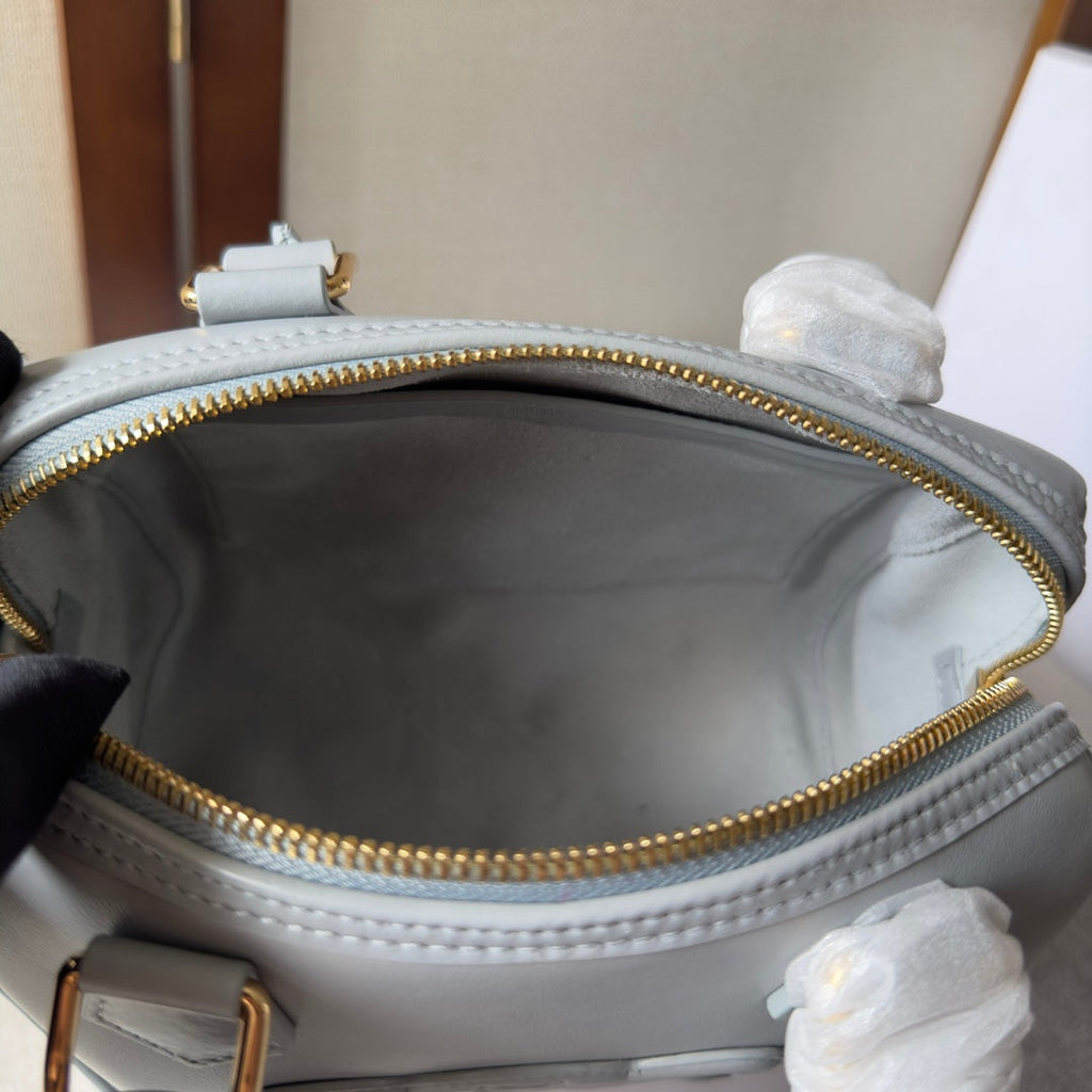 CELINE EMBOSSED  TOP HANDLE BAG 20 IN GREY CALFSKIN