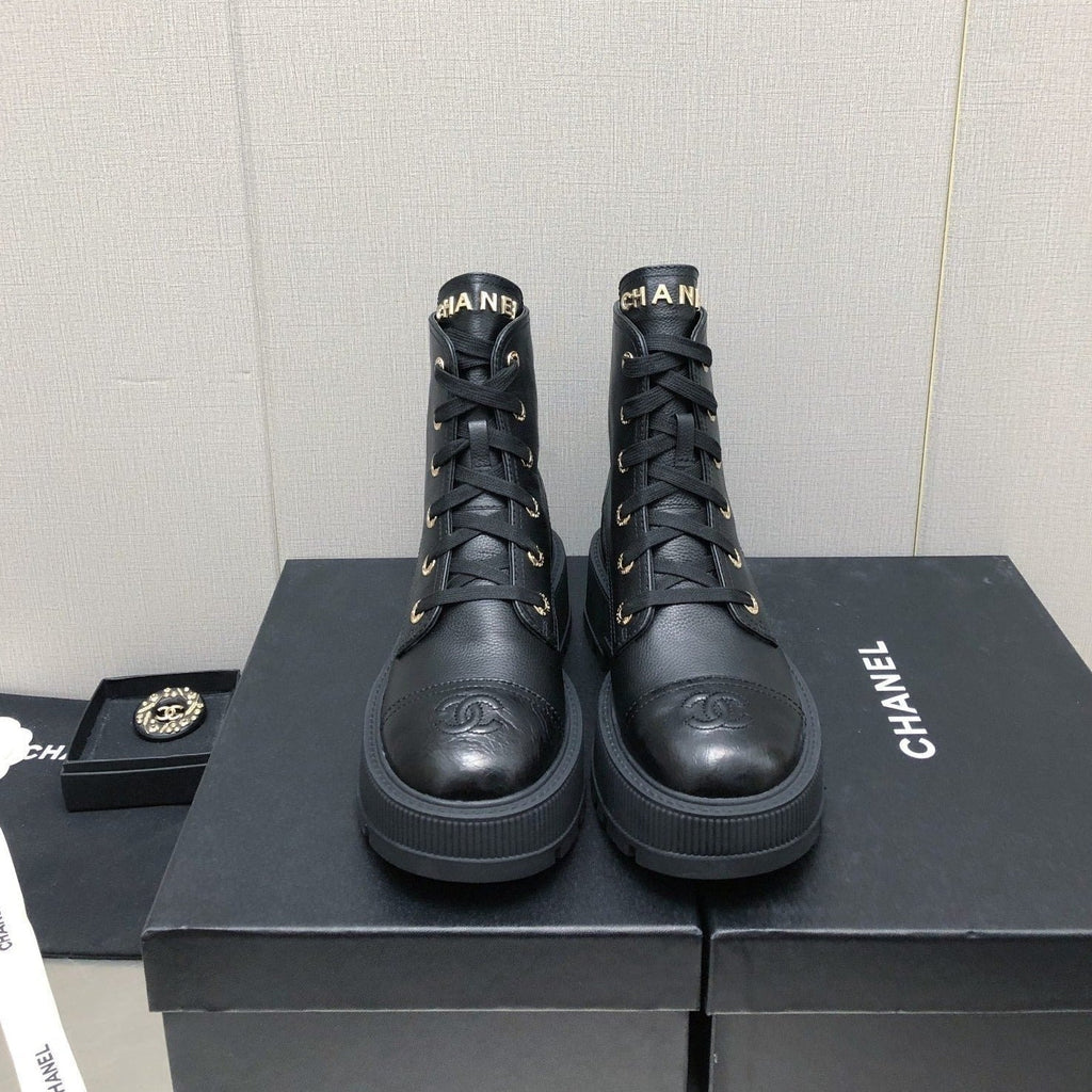 CHANEL MARTIN SHORT BOOTS BLACK LAMBSKIN