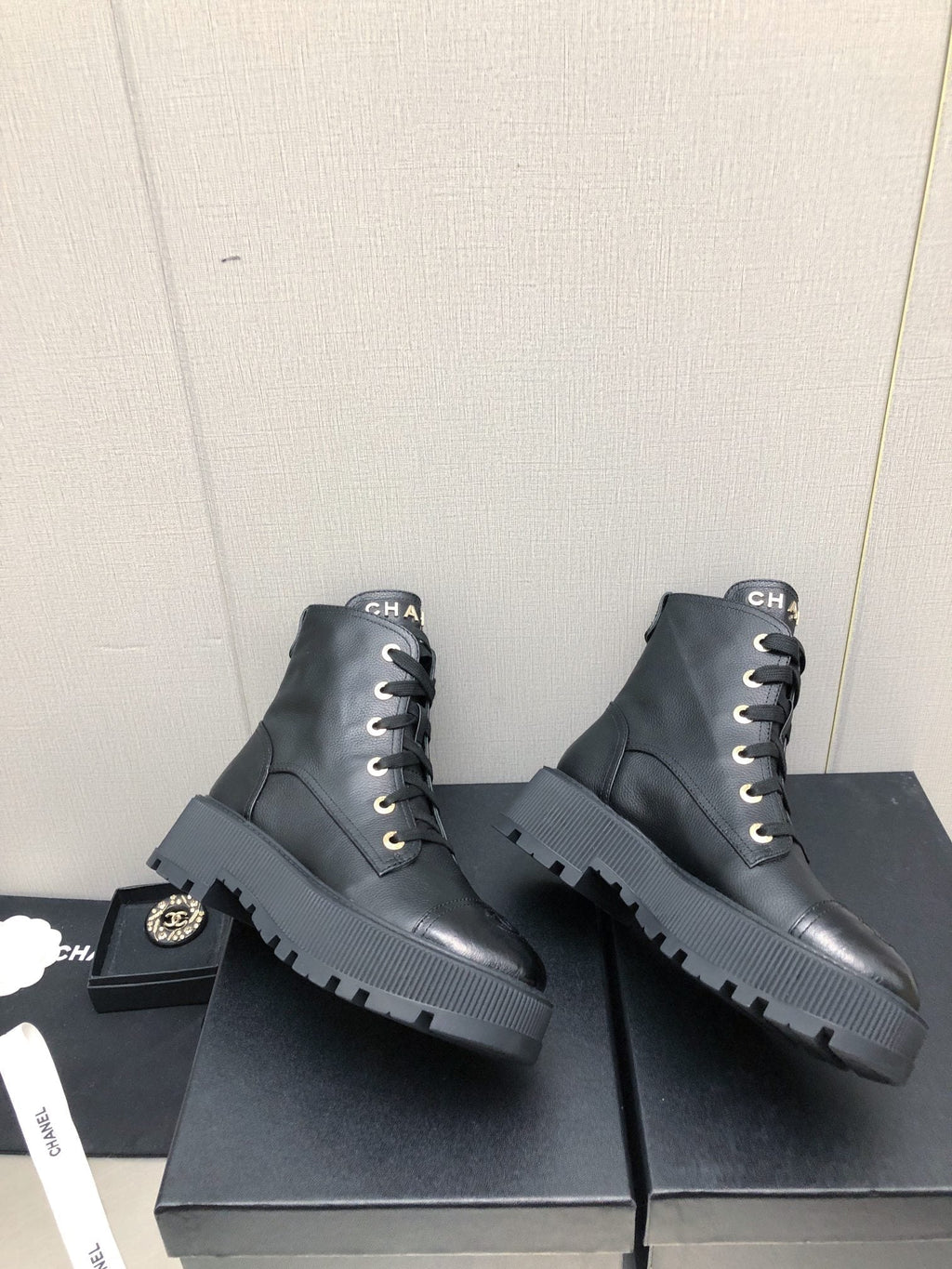 CHANEL MARTIN SHORT BOOTS BLACK LAMBSKIN