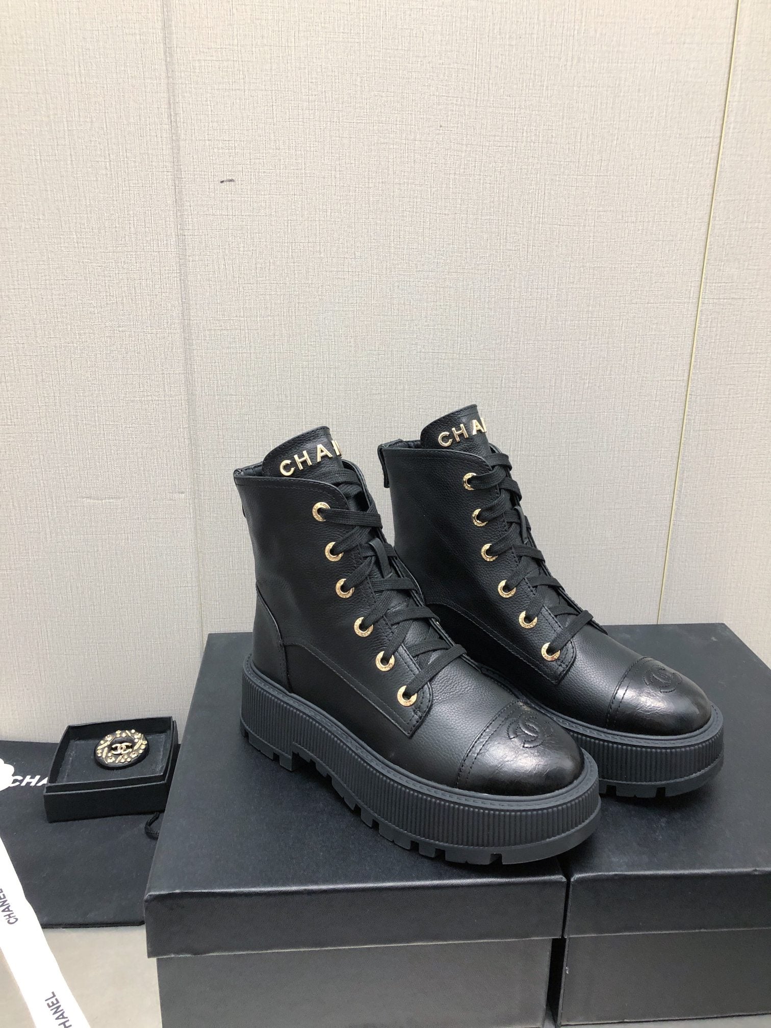 CHANEL MARTIN SHORT BOOTS BLACK LAMBSKIN