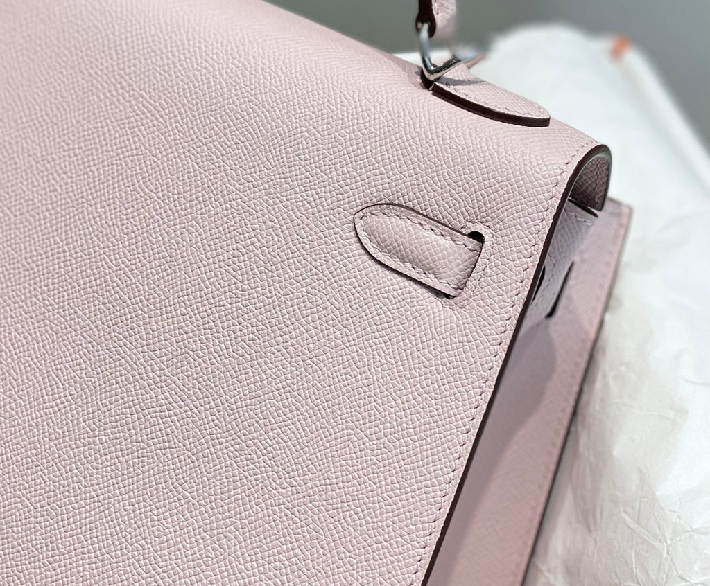 HERMES KELLY 25CM IN EPSOM MAUVE SWIFT CALFSKIN SILVER HARDWARE
