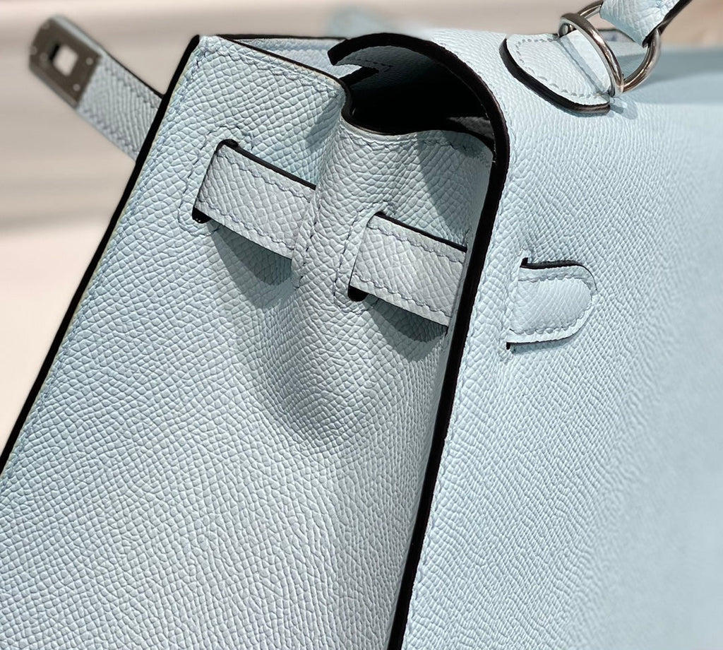 HERMES KELLY 28CM IN BLUE BRUME EPSOM CALFSKIN PALLADIUM HARDWARE