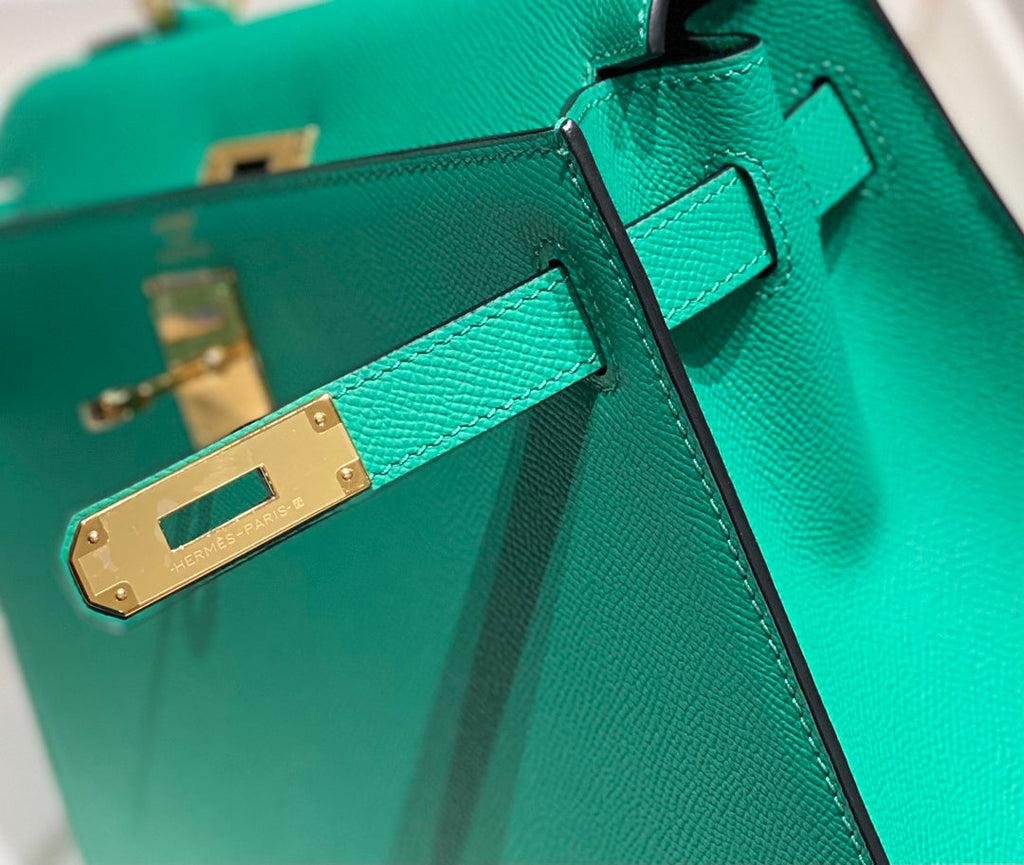 HERMES KELLY 28CM IN VERT VERTIGO EPSOM CALFSKIN GOLD HARDWARE