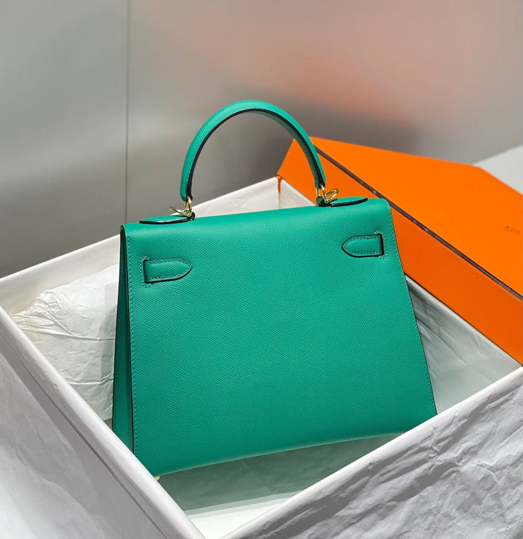 HERMES KELLY 28CM IN VERT VERTIGO EPSOM CALFSKIN GOLD HARDWARE