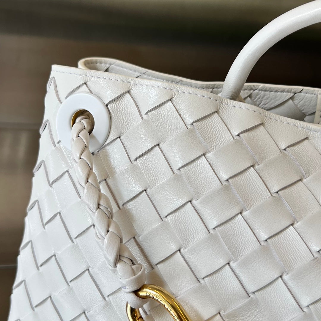 BOTTEGA VENETA SMALL ANDIAMO 29 IN WHITE LAMBSKIN