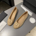 CHANEL BALLET FLAT BEIGE CREAM LAMBSKIN
