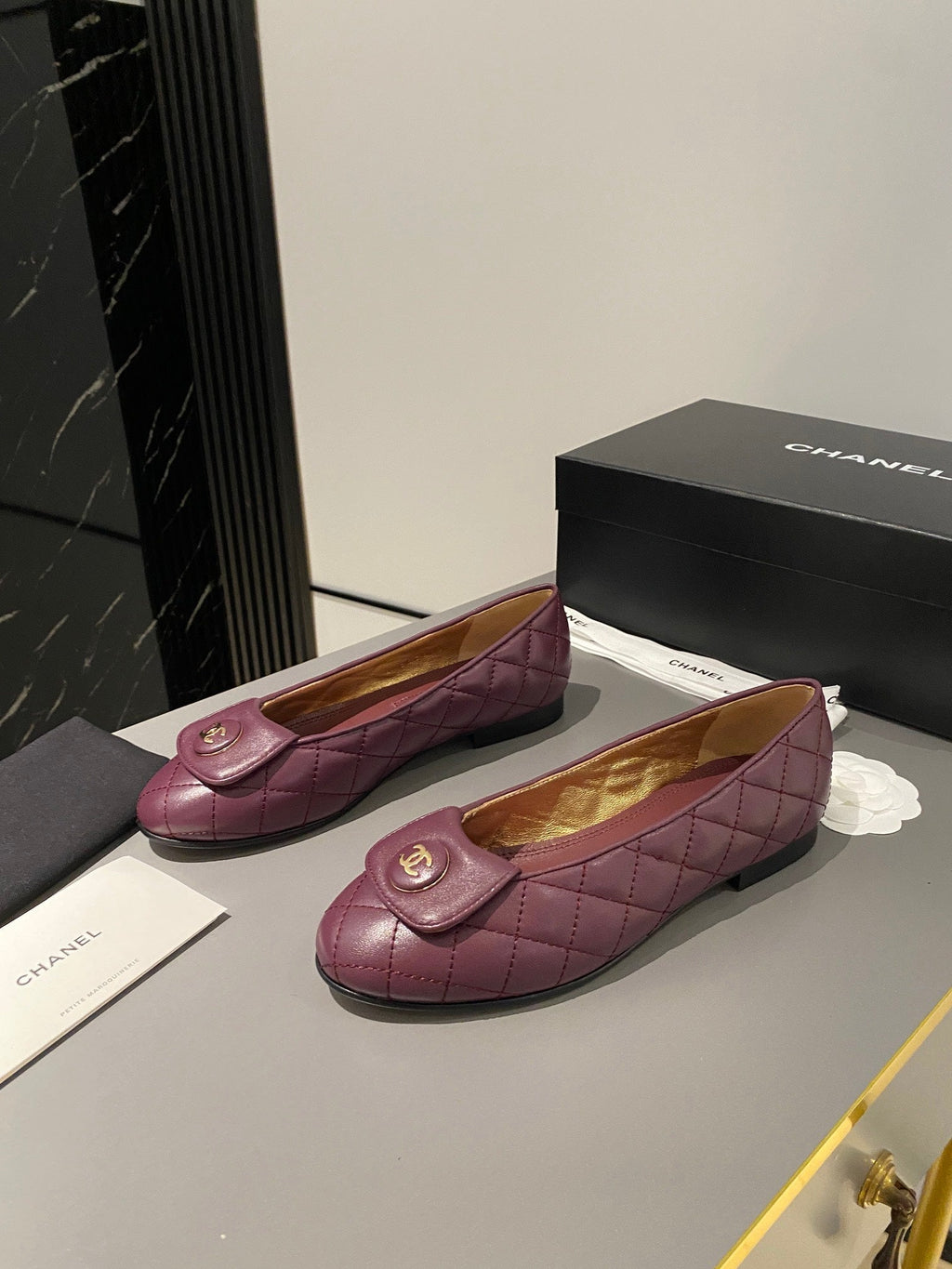 CHANEL BALLET FLAT MULBERRY PURPLE LAMBSKIN