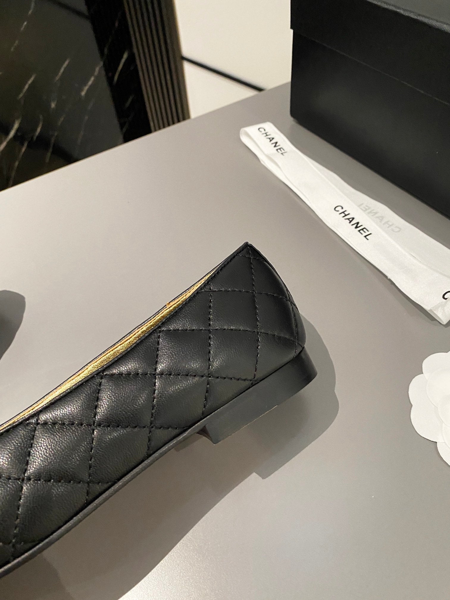 CHANEL BALLET FLAT BLACK LAMBSKIN