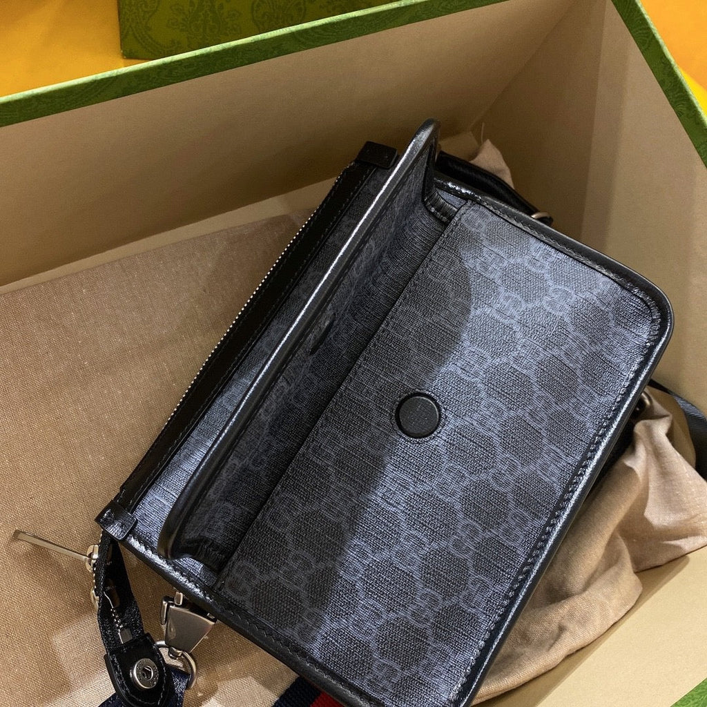 GUCCI SMALL 21 CROSSBODY BAG WITH TAG IN BLACK CANVAS