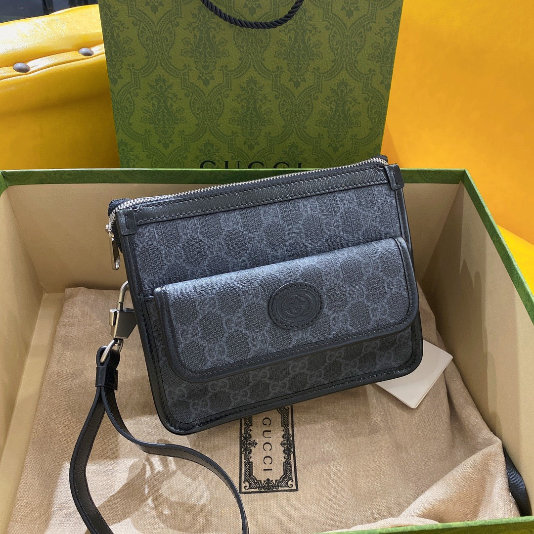 GUCCI SMALL 21 CROSSBODY BAG WITH TAG IN BLACK CANVAS
