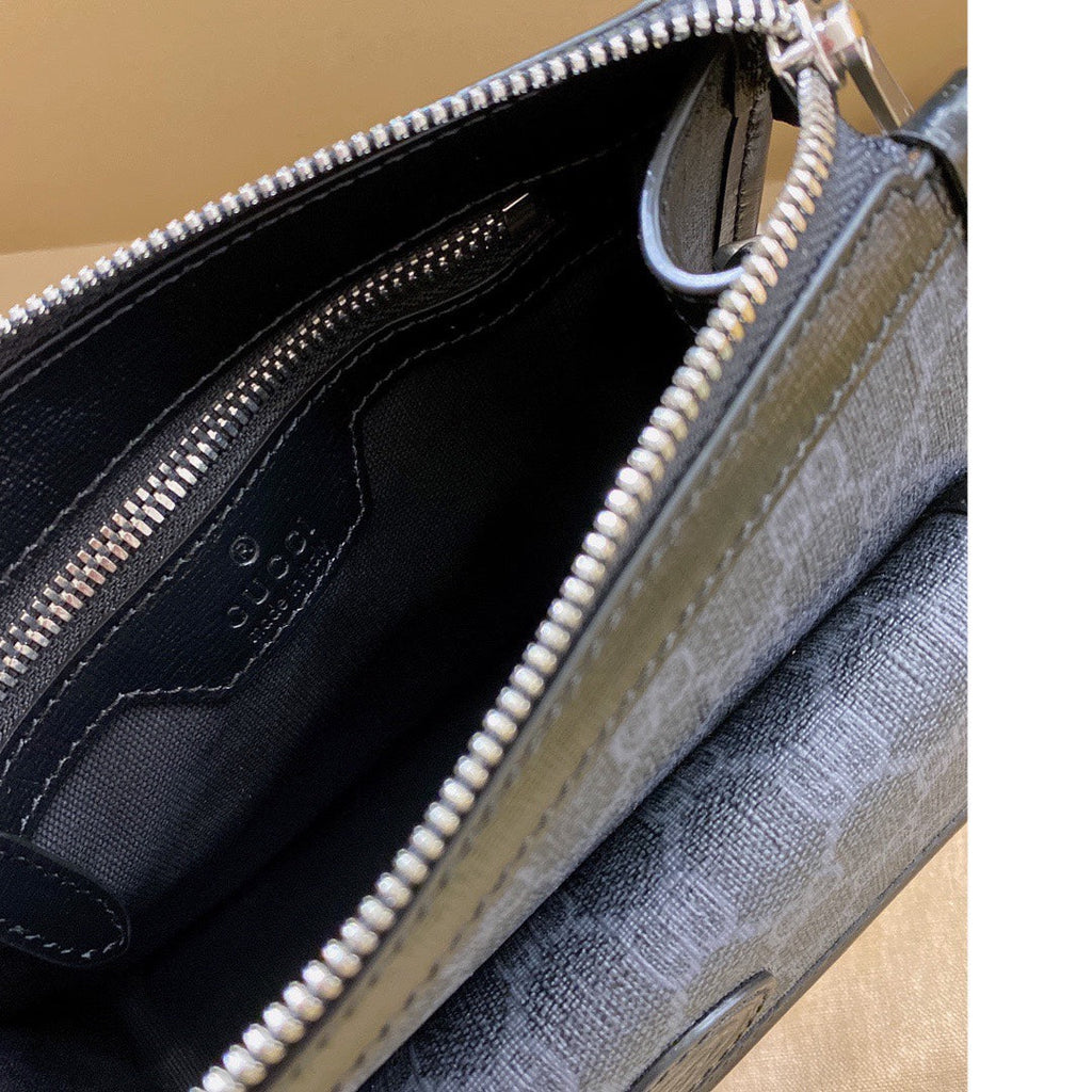 GUCCI SMALL 21 CROSSBODY BAG WITH TAG IN BLACK CANVAS