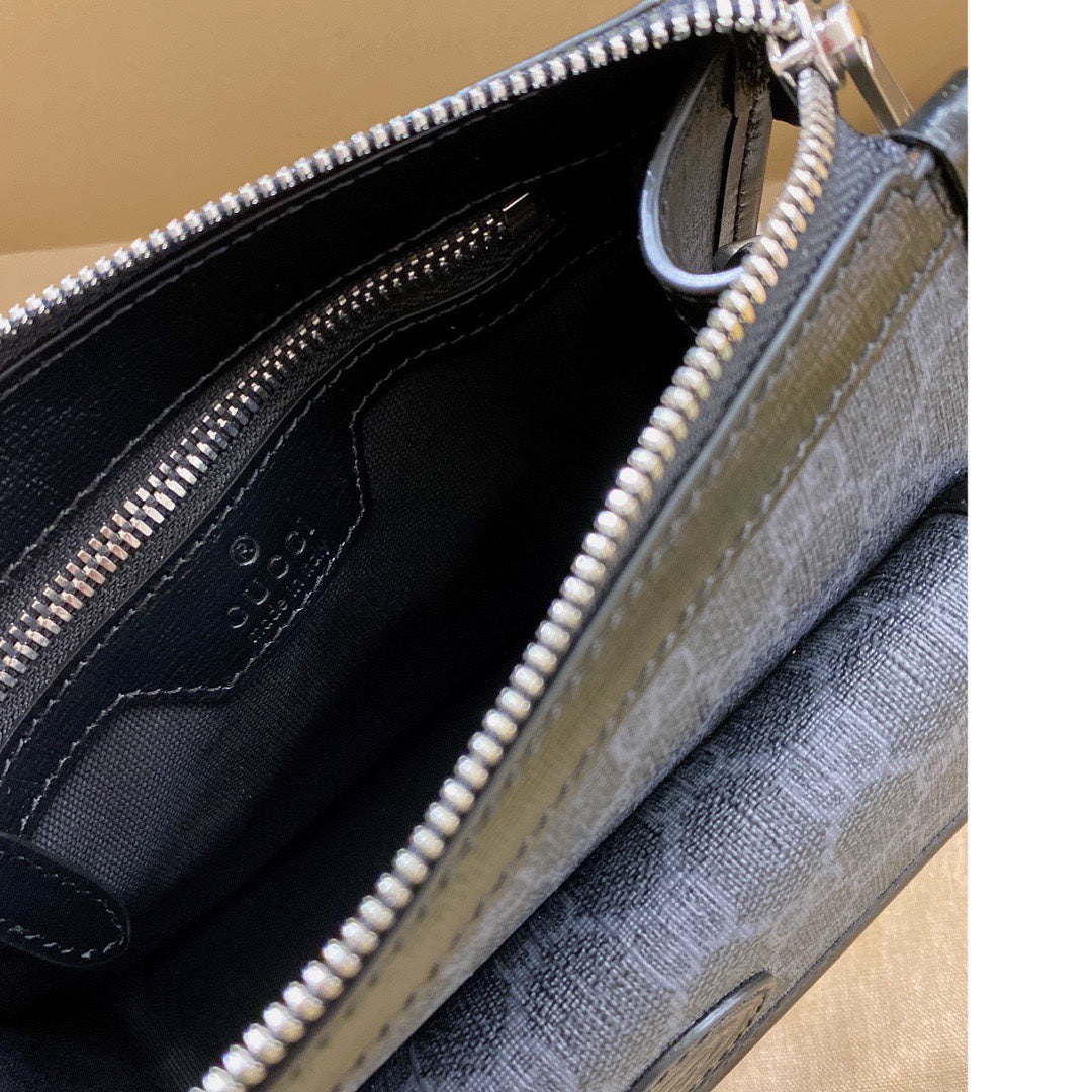 GUCCI SMALL 21 CROSSBODY BAG WITH TAG IN BLACK CANVAS