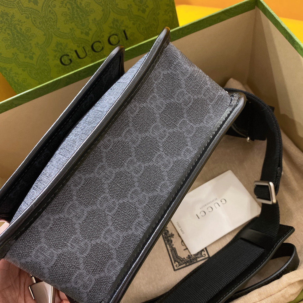 GUCCI SMALL 21 CROSSBODY BAG WITH TAG IN BLACK CANVAS