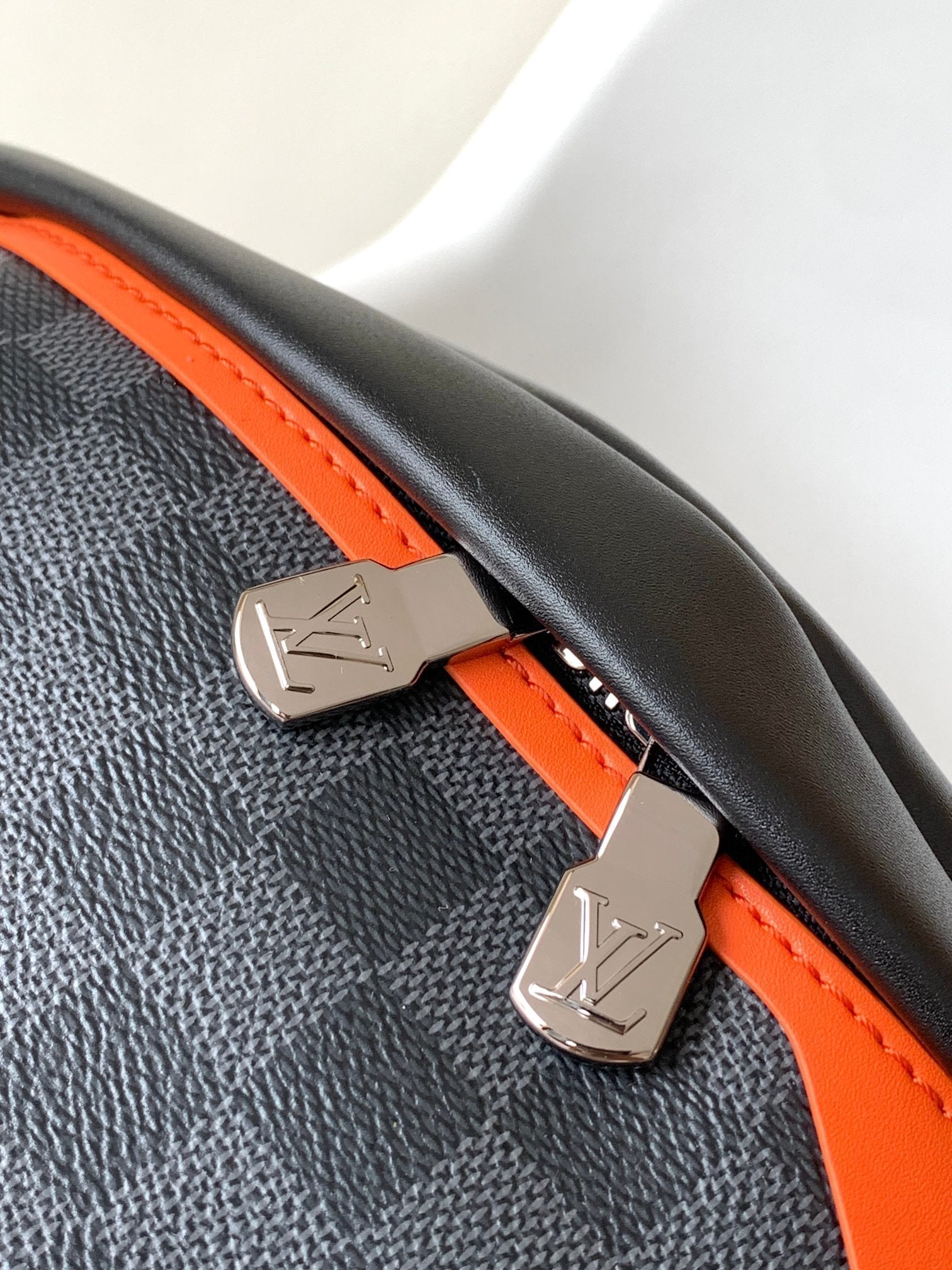 LOUIS VUITTON LV 25S BUMBAG 37 IN BLACK AND ORANGE COATED MONOGRAM CALFSKIN
