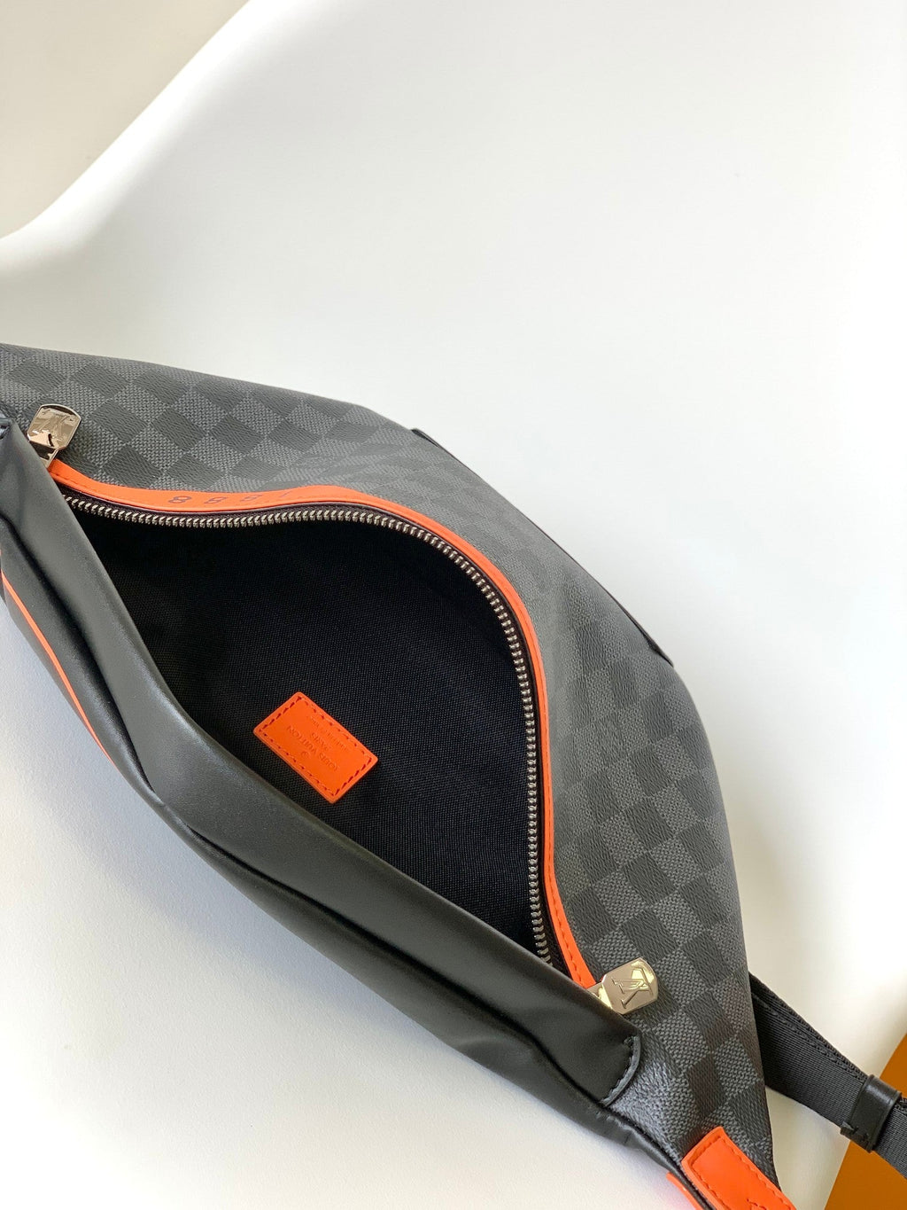 LOUIS VUITTON LV 25S BUMBAG 37 IN BLACK AND ORANGE COATED MONOGRAM CALFSKIN