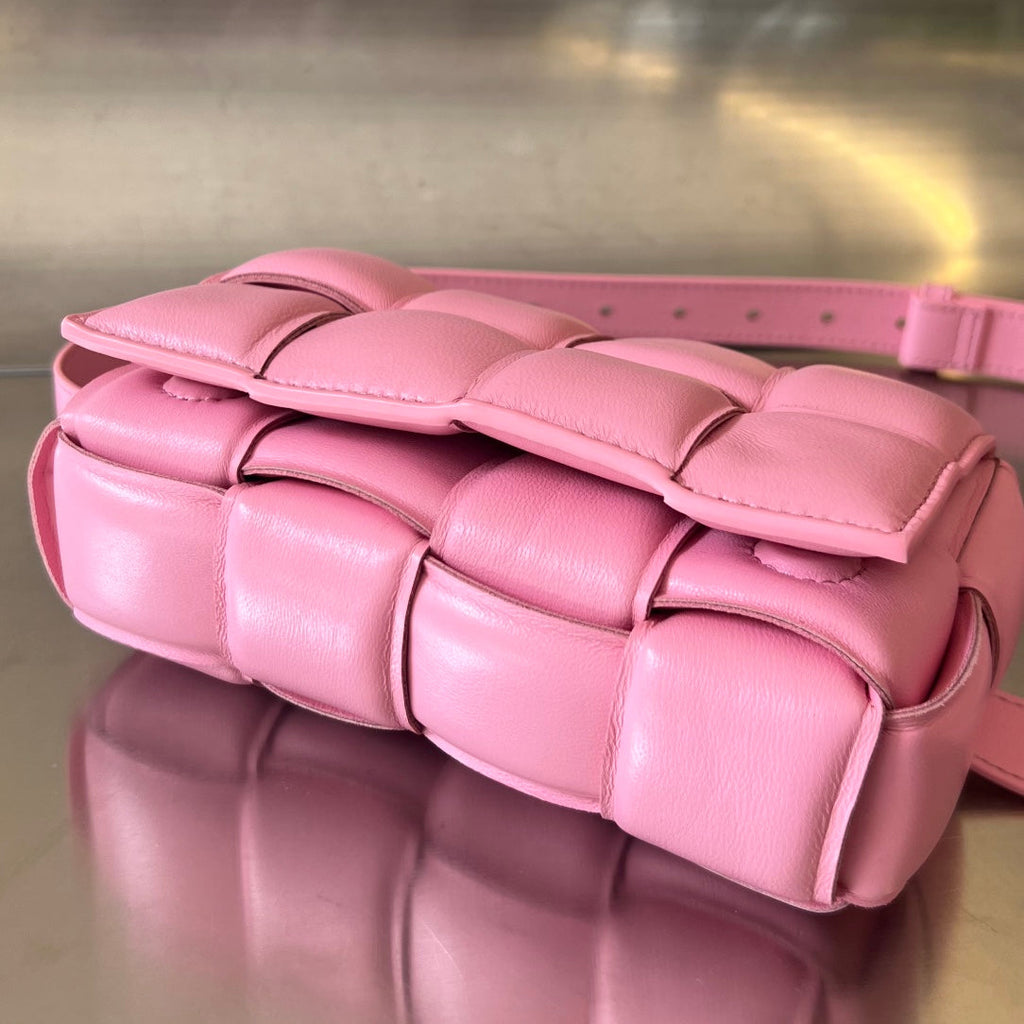 BOTTEGA VENETA MINI CASSETTE 18 IN LIGHT PINK LAMBSKIN