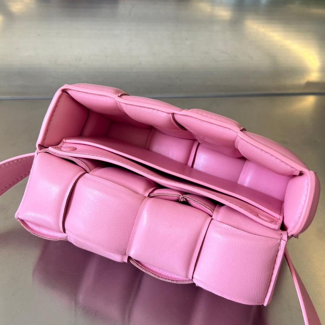BOTTEGA VENETA MINI CASSETTE 18 IN LIGHT PINK LAMBSKIN