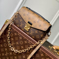 LOUIS VUITTON POCHETTE MÉTIS EAST WEST 21.5 IN BROWN MONOGRAM COATED CANVAS AND CALFSKIN