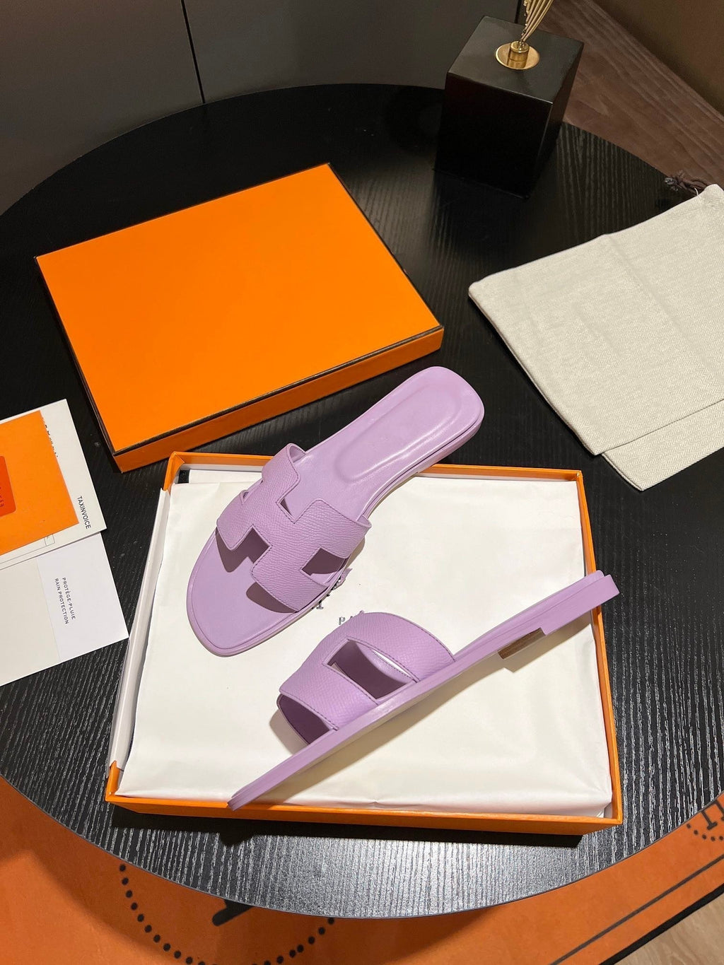 HERMES 0RAN SANDAL Leather Lavender