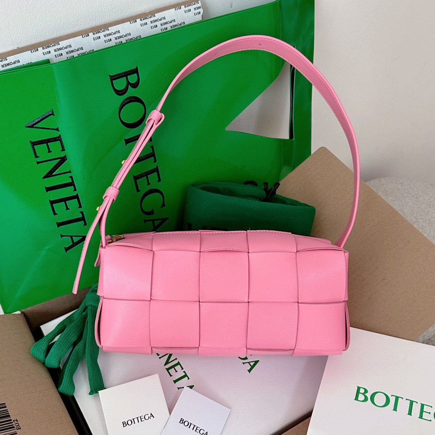 BOTTEGA VENETA CASSETTE 23 IN LIGHT PINK LAMBSKIN