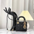 DIOR MICRO LADY 12 BAG IN BLACK LAMBSKIN