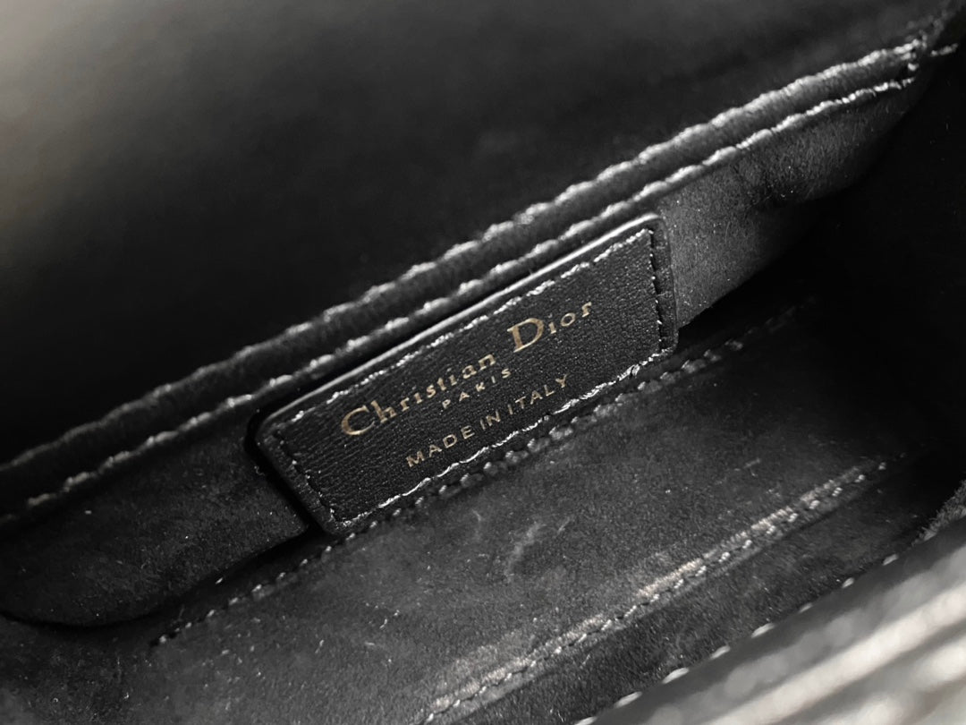 DIOR MICRO LADY 12 BAG IN BLACK LAMBSKIN