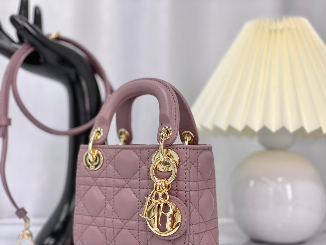 DIOR MICRO LADY 12 BAG IN LIGHT PURPLE LAMBSKIN