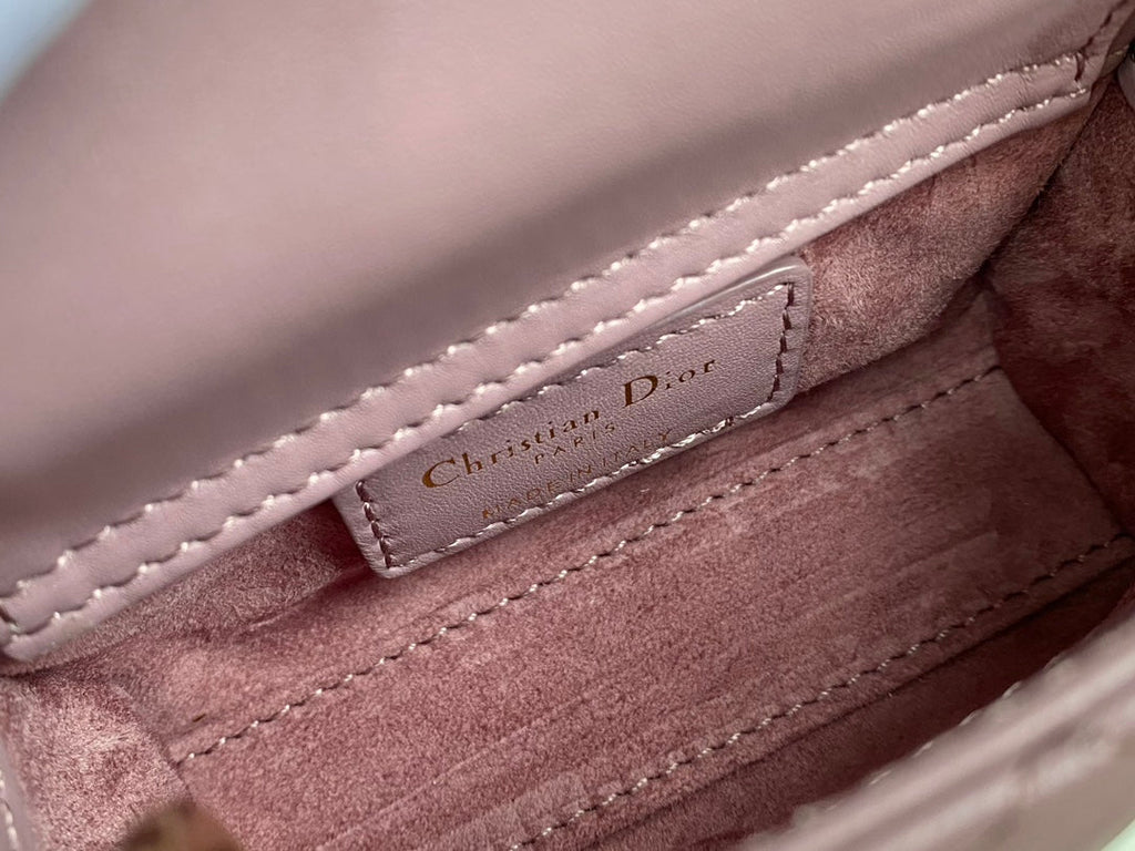 DIOR MICRO LADY 12 BAG IN LIGHT PURPLE LAMBSKIN