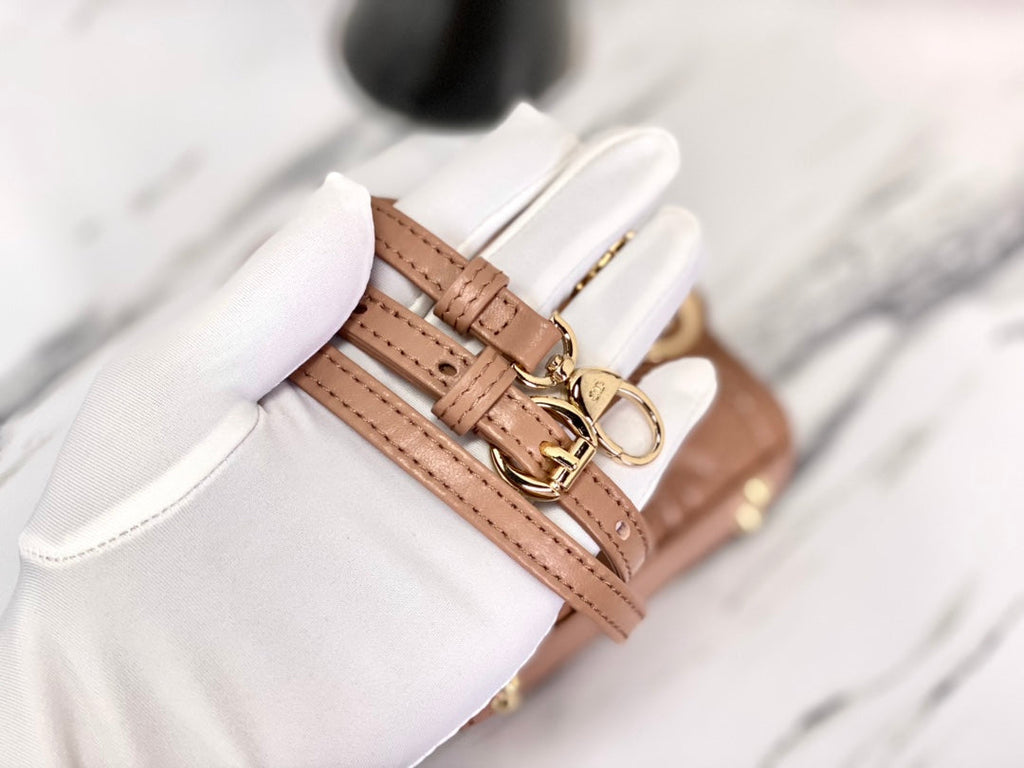 DIOR MICRO LADY 12 BAG IN CAMEL BEIGE LAMBSKIN