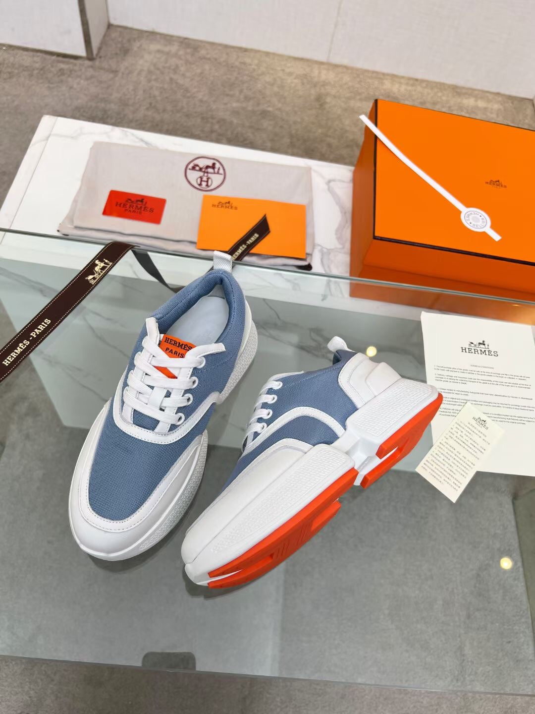 HERMES GIGA SNEAKER SKY MIX WHITE CALFSKIN