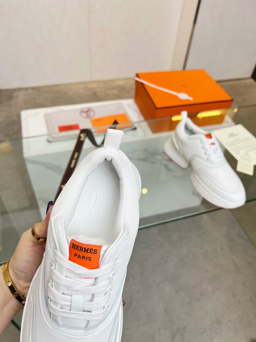 HERMES GIGA SNEAKER WHITE CALFSKIN