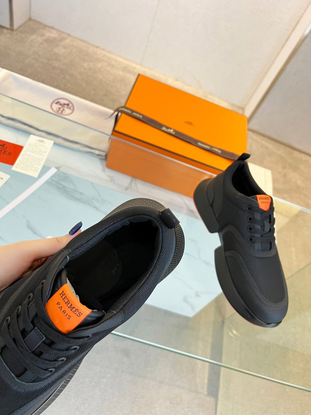 HERMES GIGA SNEAKER BLACK CALFSKIN