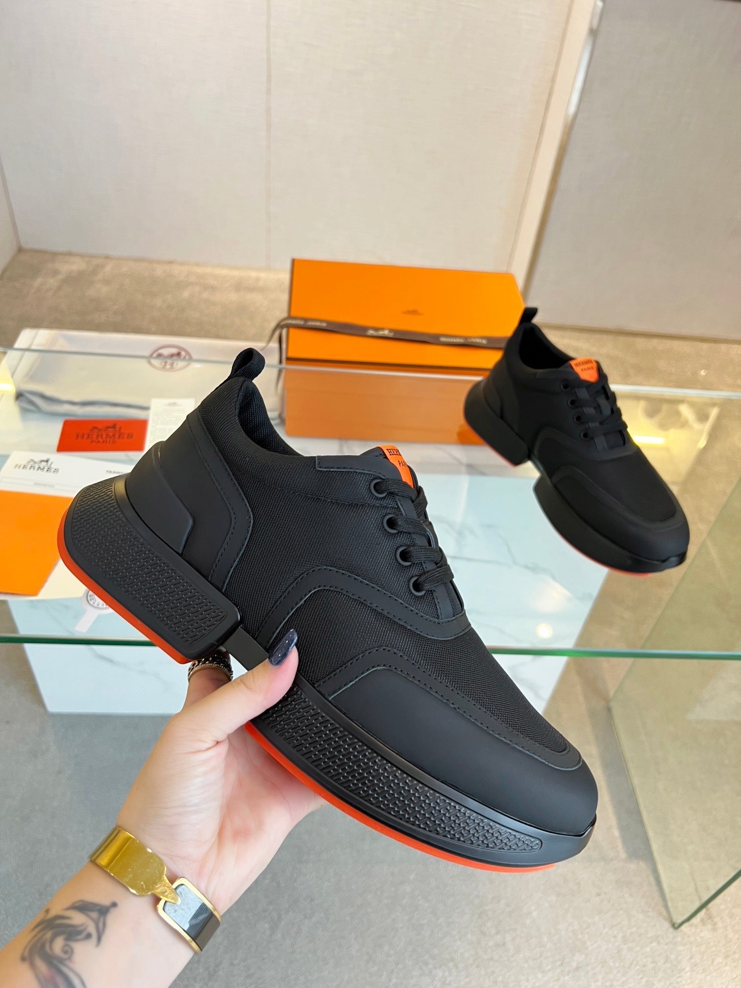 HERMES GIGA SNEAKER BLACK CALFSKIN
