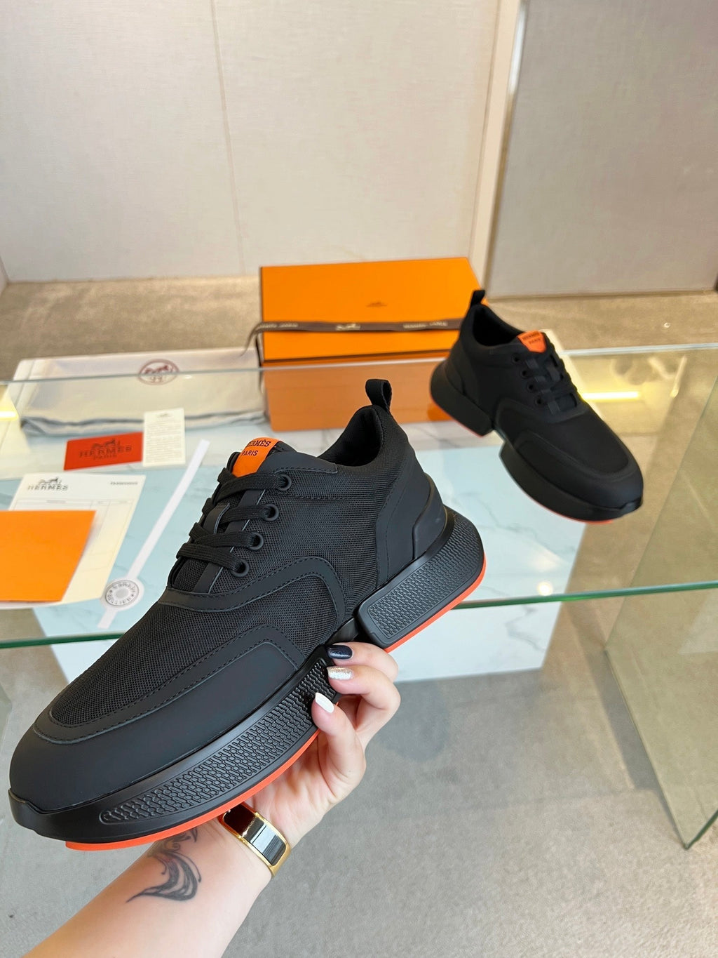 HERMES GIGA SNEAKER BLACK CALFSKIN