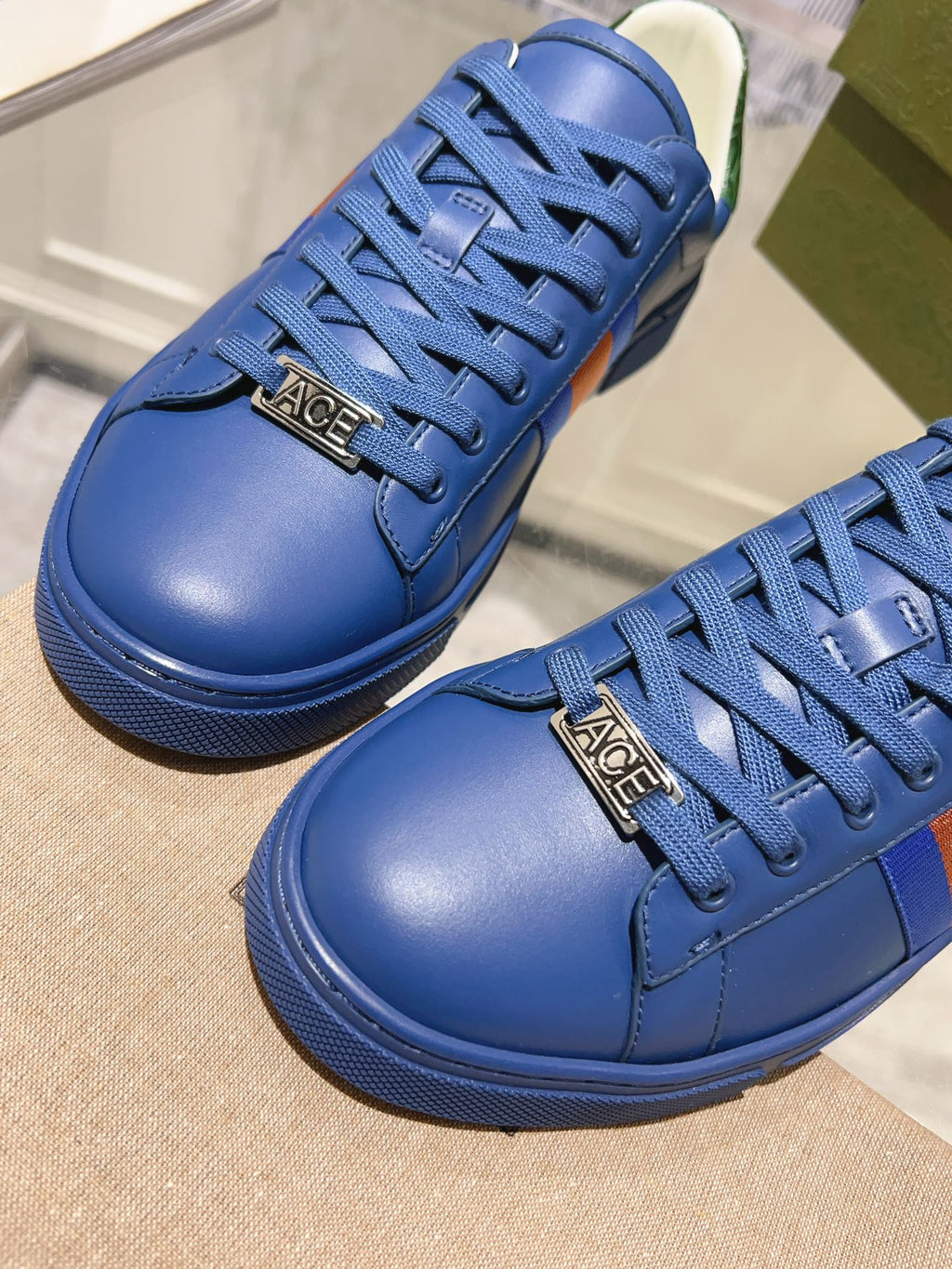 GUCCI ACE  SUPREME TRAINER AZURE CALFSKIN