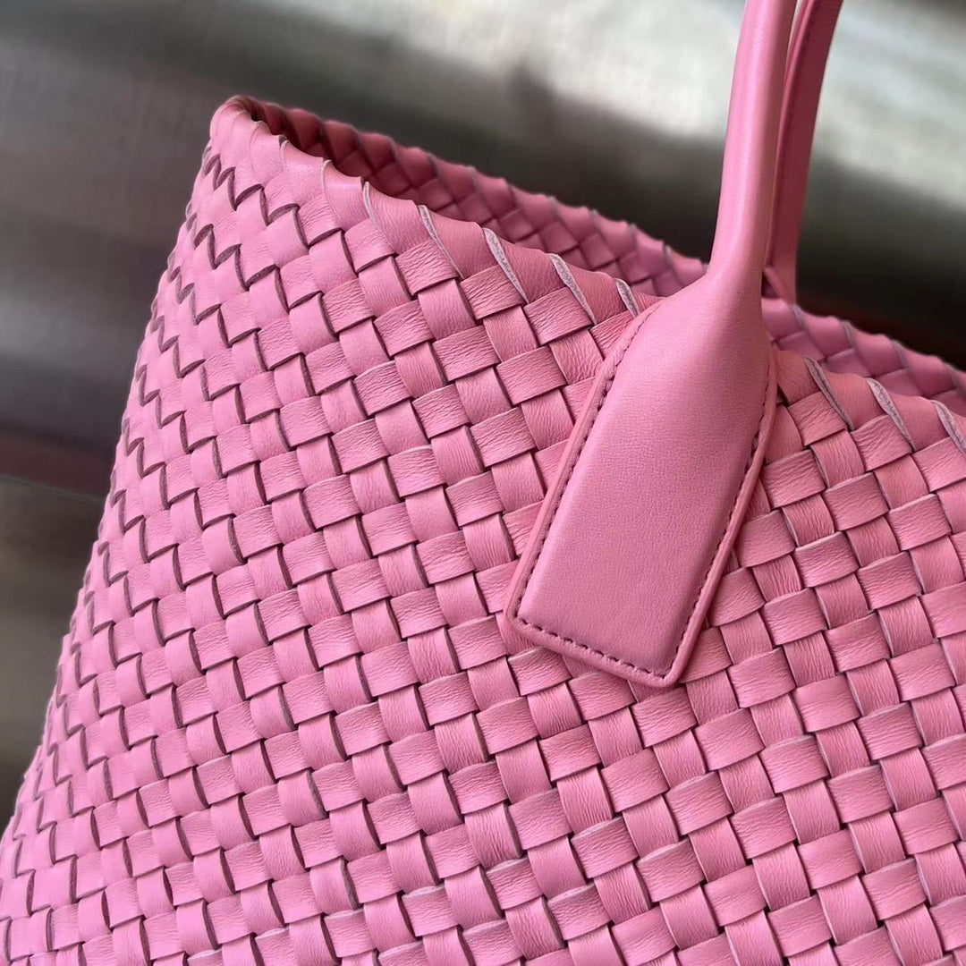 BOTTEGA VENETA LARGE CABAT 51 IN FLAMINGO PINK LAMBSKIN