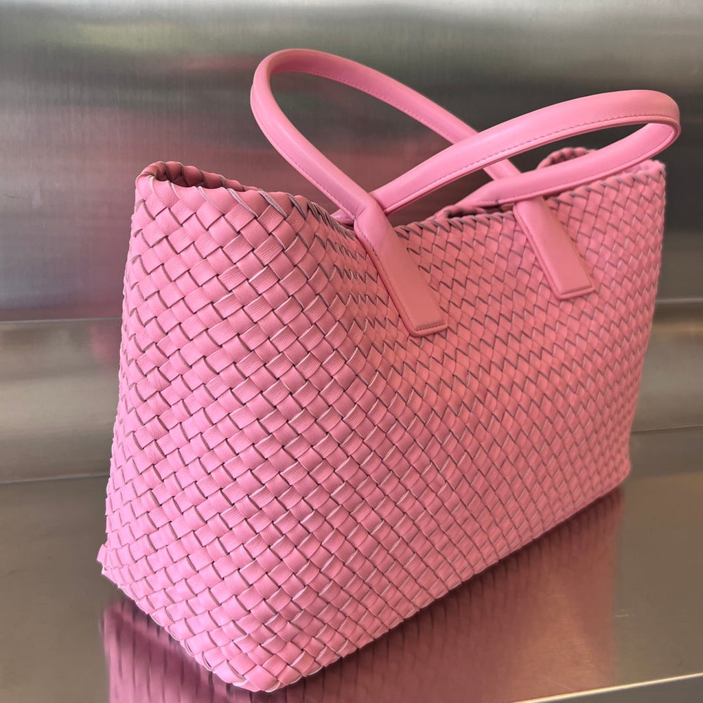 BOTTEGA VENETA LARGE CABAT 51 IN FLAMINGO PINK LAMBSKIN