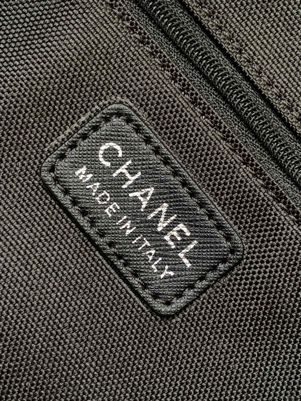 CHANEL TRAVEL BAG 45 IN BLACK CANVAS WITH WHITE LOGO